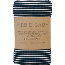 Load image into Gallery viewer, Navy Stripes Ribbed Bamboo Stretch Swaddle
