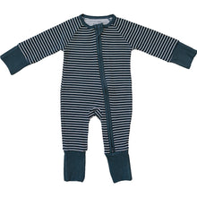 Load image into Gallery viewer, Navy Stripes Ribbed Bamboo Zipper
