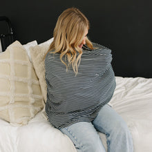 Load image into Gallery viewer, Navy Stripes Ribbed Bamboo Multi-Use Cover
