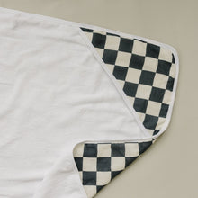 Load image into Gallery viewer, Charcoal Checkered Muslin Hooded Towel
