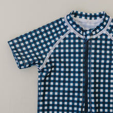 Load image into Gallery viewer, Navy Gingham Zipper Swimsuit
