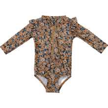 Load image into Gallery viewer, Venetian Floral Long Sleeve Ruffle Zipper One-Piece
