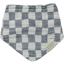 Load image into Gallery viewer, Dusty Blue Wavy Checkered Muslin Bib

