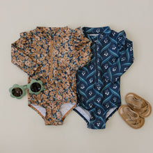 Load image into Gallery viewer, Venetian Floral Long Sleeve Ruffle Zipper One-Piece

