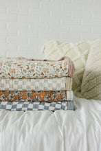 Load image into Gallery viewer, Dusty Blue Wavy Checkered Twin Muslin Quilt
