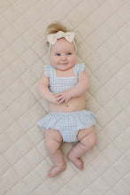 Load image into Gallery viewer, Light Blue Gingham Ruffle Bikini Set
