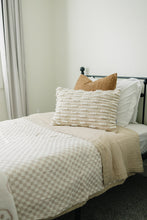 Load image into Gallery viewer, Taupe Checkered Twin Muslin Quilt
