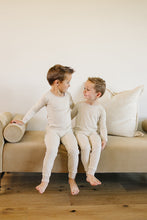 Load image into Gallery viewer, Taupe Stripe Ribbed Bamboo Cozy Set
