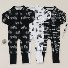 Load image into Gallery viewer, Bamboo Zip Romper | Race Cars
