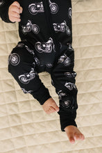 Load image into Gallery viewer, Bamboo Zip Romper | Born to Ride Black
