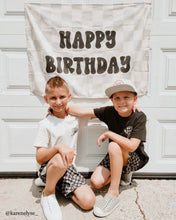 Load image into Gallery viewer, {Black &amp; Grey Check} Happy Birthday Banner
