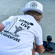 Load image into Gallery viewer, 100% ORGANIC COTTON LONG LIVE THE ADVENTURE TEE - WHITE
