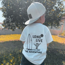 Load image into Gallery viewer, 100% ORGANIC COTTON LONG LIVE THE ADVENTURE TEE - WHITE
