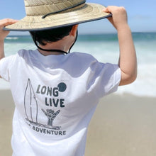 Load image into Gallery viewer, 100% ORGANIC COTTON LONG LIVE THE ADVENTURE TEE - WHITE
