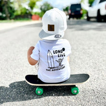 Load image into Gallery viewer, 100% ORGANIC COTTON LONG LIVE THE ADVENTURE TEE - WHITE
