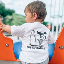 Load image into Gallery viewer, 100% ORGANIC COTTON LONG LIVE THE ADVENTURE TEE - WHITE

