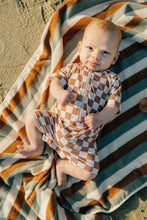 Load image into Gallery viewer, Rust Checkered Zipper Swim Suit
