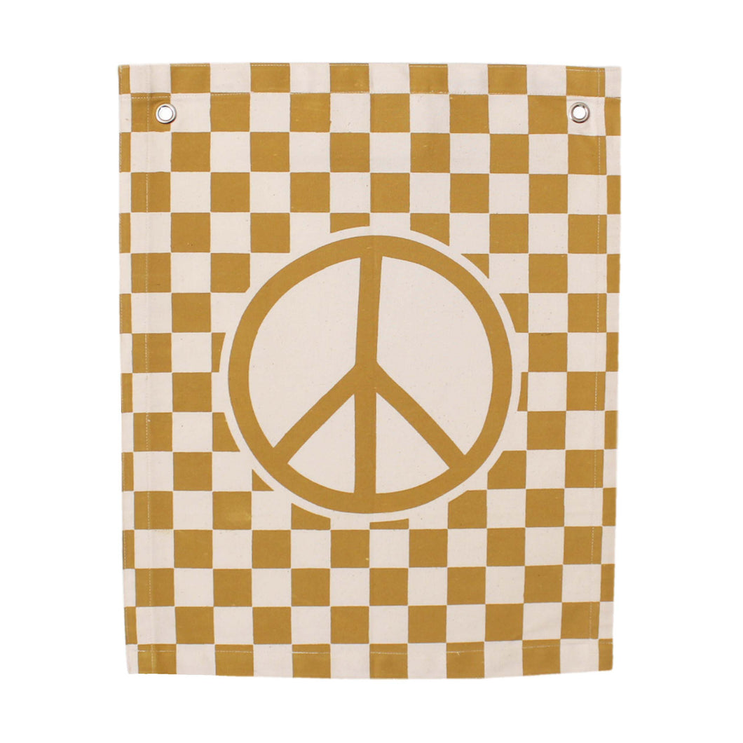 checkered peace sign banner