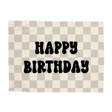 Load image into Gallery viewer, {Black &amp; Grey Check} Happy Birthday Banner
