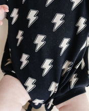 Load image into Gallery viewer, Short Sleeve Bubble Romper | Black Bolts
